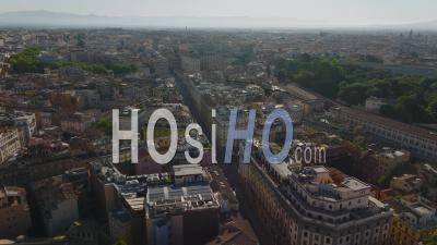 Streets And Buildings In Historic City Centre In Morning. Aerial Panoramic View Of Metropolis. Rome, Italy - Video Drone Footage