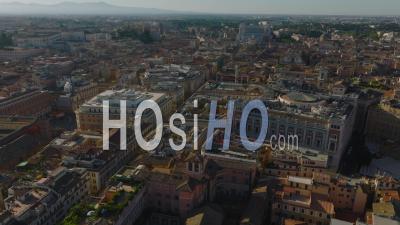 Aerial View Of Old Buildings In Historic Urban Borough. Forwards Fly Above Palazzo Montecitorio, Italian Parliament Building. Rome, Italy - Video Drone Footage