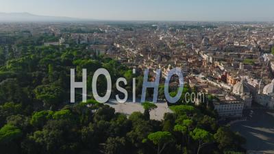 Amazing Aerial Panoramic Footage Of Historic Urban Borough. Sights And Landmarks In Morning. Fly Above Terrazzo Del Pinkie And Piazza Del Popolo. Rome, Italy - Video Drone Footage