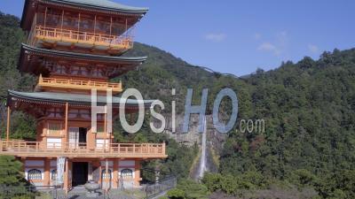 Nachisan Seiganto-Ji Pagoda At Kumano Nachi Shrine, Wakayama, Japan - Video Drone Footage