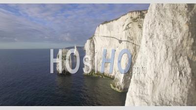 Old Harry Rocks On The Dorset Coast, Isle Of Purbeck, Dorset, England - Video Drone Footage