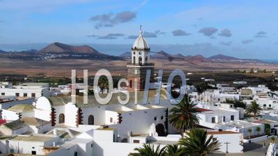 Spain, Canary Islands, Lanzarote, Teguise, Church Of Our Lady Of Guadalupe - Video Drone Footage