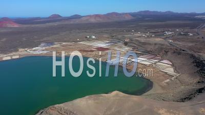 Spain, Canary Islands, Lanzarote, Salinas De Janubio, Salt Works - Video Drone Footage