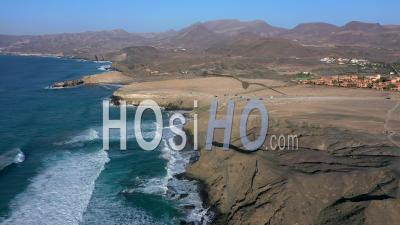 Spain, Canary Islands, Fuerteventura, La Pared, Playa Del Viejo Reyes - Video Drone Footage