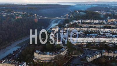 Aerial View Over The Avon Gorge And Clifton Suspension Bridge, Bristol, England - Video Drone Footage