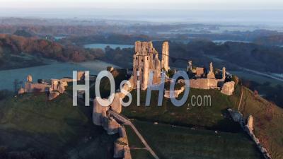 Corfe Castle, Corfe, Isle Of Purbeck, Dorset, England - Video Drone Footage