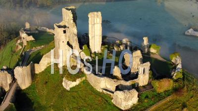 Corfe Castle, Corfe, Isle Of Purbeck, Dorset, England - Video Drone Footage