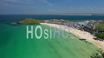 Aerial View Of St. Ives, Cornwall, England, United Kingdom - Video Drone Footage