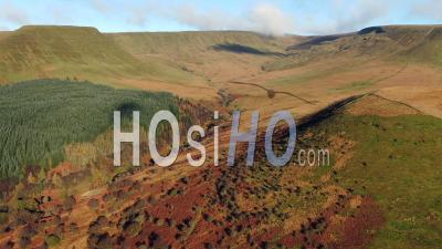 Mountain Landscape, Brecon Beacons National Park, Wales, United Kingdom - Video Drone Footage