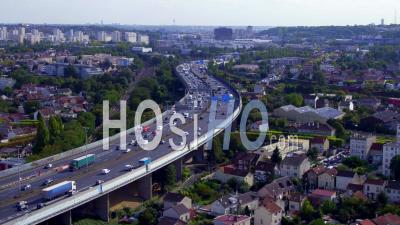 The Viaduct Of The A86 Crossing The City Of Noisy-Le-Sec - Video Drone Footage