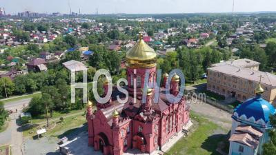 Cathedral Of The Exaltation Of The Cross And Sorrow Church. Sorrowing Convent. City Of Nizhny Tagil. Russia - Video Drone Footage