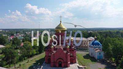 Cathedral Of The Exaltation Of The Cross And Sorrow Church. Sorrowing Convent. City Of Nizhny Tagil. Russia - Video Drone Footage
