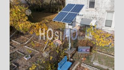 Solar-Powered Wi-Fi And Charging Station - Aerial Photography