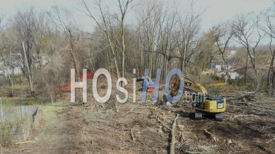 Trail Construction On Site Of Old Railroad - Video Drone Footage