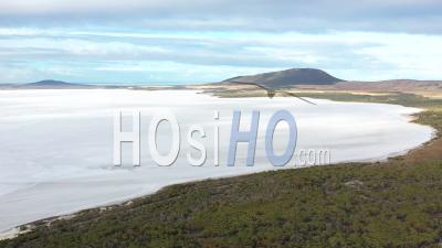 2020 - Greenery And Slopes Surrounding The Frozen Over Lake Greenly In Eyre Peninsula, South Australia - Video Drone Footage