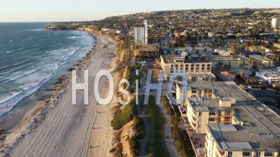 Aerial Over Pacific Beach And Condos Apartments And Buildings In San Diego, California - Video Drone Footage
