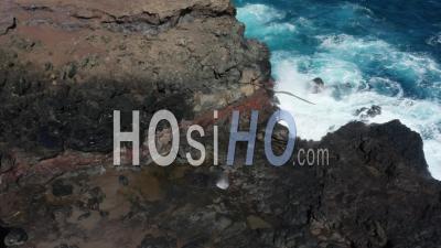 Blowhole And Rocky Shoreline In Hawaii, Usa - Video Drone Footage