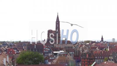 Historic Center And Notre-Dame Cathedral Of Strasbourg - Video Drone Footage