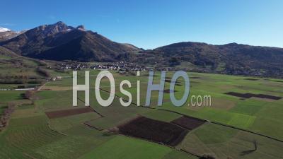 Ancelle, Mountain Village In The Champsaur Valley In Autumn (hautes-Alpes), Viewed From Drone