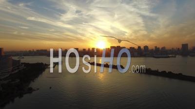 Coucher De Soleil à La Baie De Tokyo, Vidéo Drone