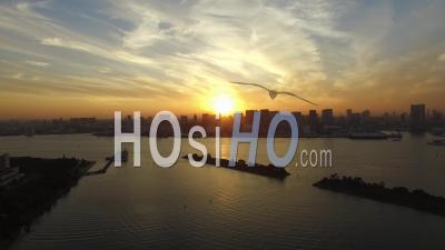 Coucher De Soleil à La Baie De Tokyo, Vidéo Drone