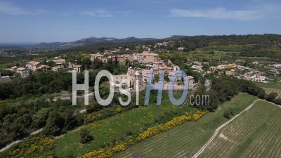 Village Of Crillon-Le-Brave, On A Hill, In The Department Of Vaucluse, France, Viewed From Drone