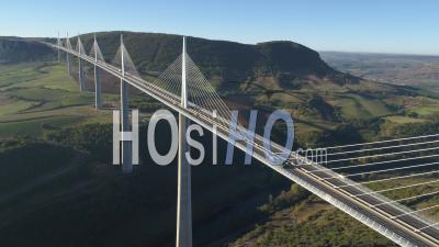 Millau, The Millau Viaduct By Architects Michel Virlogeux And Norman Foster, Between The Causse Du Larzac And The Causse De Sauveterre Above The Tarn, Aveyron, France - Video Drone Footage