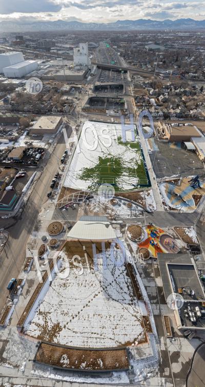 Park Built Above Denver Highway - Aerial Photography
