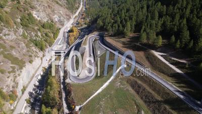 New Pas De L'ours Road Replacing The One Destroyed By A Major Landslide In Queyras, Hautes-Alpes, France, Viewed From Drone