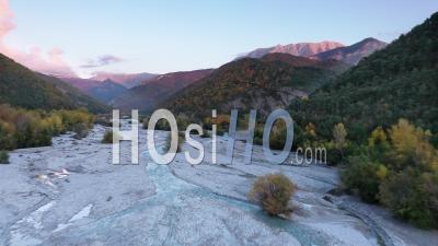 High Valley Of The Bleone River, Alpes-De-Haute-Provence, La Javie, France - Drone Point Of View