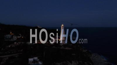 Lighthouse Of Saint-Jean-Cap-Ferrat And Peninsula At Night,J Drone Aerial Footage