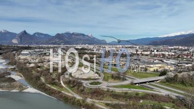 Aerial View Of The Grenoble Conurbation - Video Drone Footage