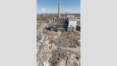 Demolition Of Detroit Incinerator - Aerial Photography