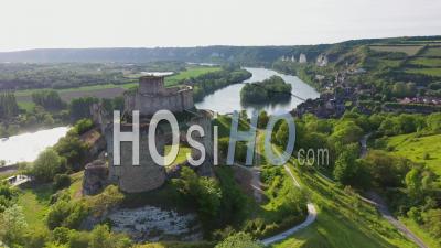 Chateau-Gaillard, Castle, And Seine Valley, Les Andelys, Eure, France - Drone Point Of View