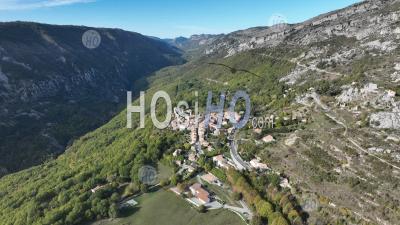 Greolieres Village, Alpes Maritimes, France - Aerial Photography