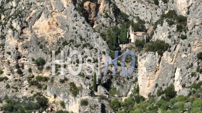 Verdon Regional Nature Park, Moustiers-Sainte-Marie, Labelled Les Plus Beaux Villages De France, Alpes-De-Haute-Provence, France - Video Drone Footage