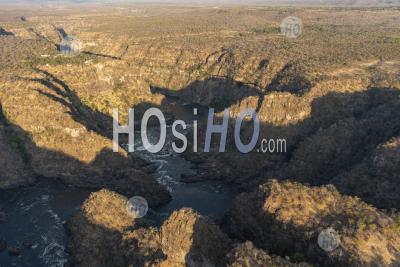 Aerial View Of Victoria Falls On The Zambezi River - Helicopter Photography