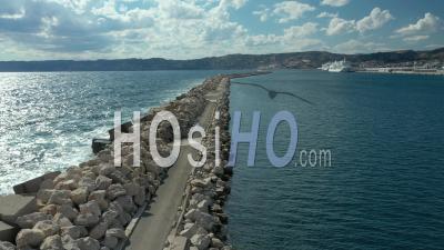 Marseille, Euromediterranean Area, Grand Port Maritime, Digue Du Large, Bouches-Du-Rhone, France - Video Drone Footage