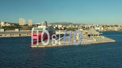 Marseille, Euromediterranean Area, Grand Port Maritime, La Joliette Outer Harbour, Digue Du Large, Quai Jean Charcot, Sainte Marie Lighthouse, Bouches-Du-Rhone, France - Video Drone Footage