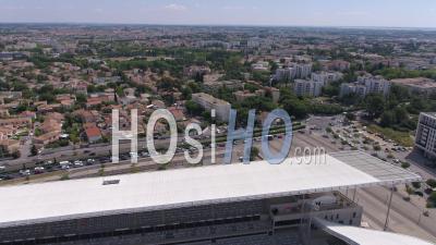 Montpellier, Yves Du Manoir Rugby Stadium By Architects Philippe Cervantes, Philippe Bonon, Gilles Gal, Obigatory Mention: Managed By Montpellier Agglomeration, Herault, France - Video Drone Footage