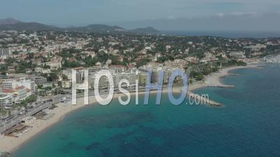 Aerial View Of Saint Raphael And The Old Harbour, Var, France - Video Drone Footage
