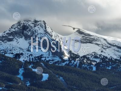 Snow-Covered Mountain Area, Vercors Regional Natural Park, Correncon En Vercors, Isere, France - Aerial Photography