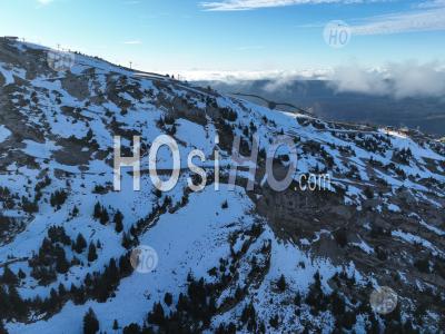 Vercors Regional Natural Park Under Snow, Correncon En Vercors, Panorama Cliffs, Isere, France - Aerial Photography