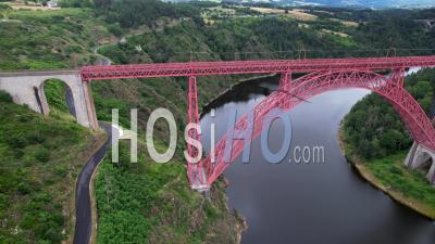 The Garabit Viaduct Built By Gustave Eiffel Over The Truyère River Gorges, Viewed From Drone