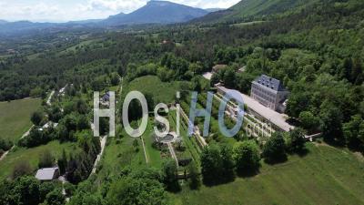 Aerial View Of Charance Castle And Park In Gap, Hautes-Alpes, Filmed By Drone