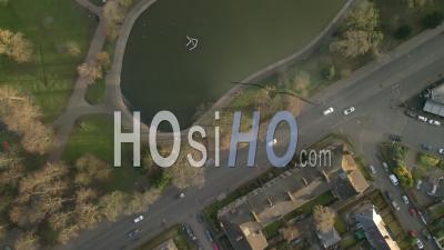 Queens Park Duck Pond During Spring In Glasgow’s Southside - Video Drone Footage
