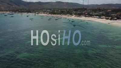 Aerial View Of Boats In Kuta Lombok - Video Drone Footage