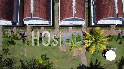 Aerial Shot Of A Tropical Resort Accommodations - Video Drone Footage