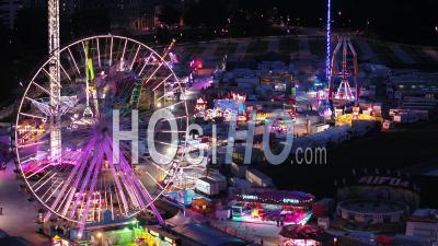 Amusement Park Of Lille At Dusk - Video Drone Footage