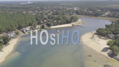 Drone View Of Mimizan Plage, The River Courant De Mimizan